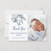 Doop Baby Boy Dank u Blauwe waterverf Kaart (Voorkant)