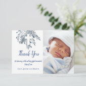 Doop Baby Boy Dank u Blauwe waterverf Kaart (Staand voorkant)
