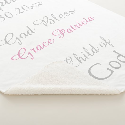 Doop Baby Meisje Roze Ster Rammelaar Medium Sherpa Deken (3/4)