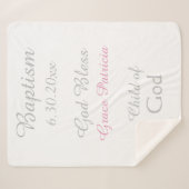 Doop Baby Meisje Roze Ster Rammelaar Medium Sherpa Deken (Voorkant (horizontaal))