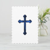 Doop Bevestiging Eerste Communie Blauwe Kruis Kaart (Staand voorkant)