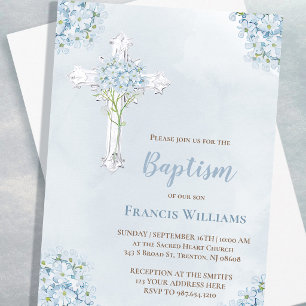 Doop blauw aquarel Hydrangea Kaart