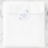 Doop Blauw Bloem Botanisch Ronde Sticker (Tas)