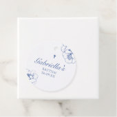 Doop Blauw Botanisch Bloemmotief Bedankjes Labels (In situ)