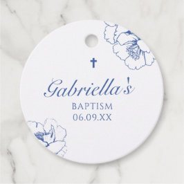 Doop Blauw Botanisch Bloemmotief Bedankjes Labels