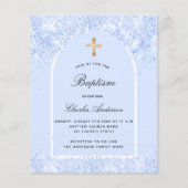 Doop blauw confetti boog jongen uitnodiging (Voorkant)