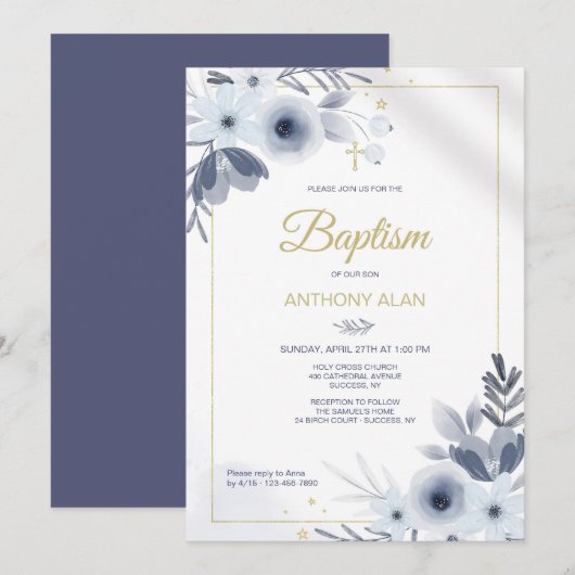 Doop Blauw Kaart (Voorkant / Achterkant)