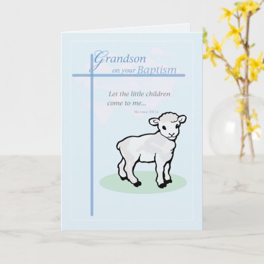 Doop Blauw Kleinzoon Lam Kaart (Gele Bloem)