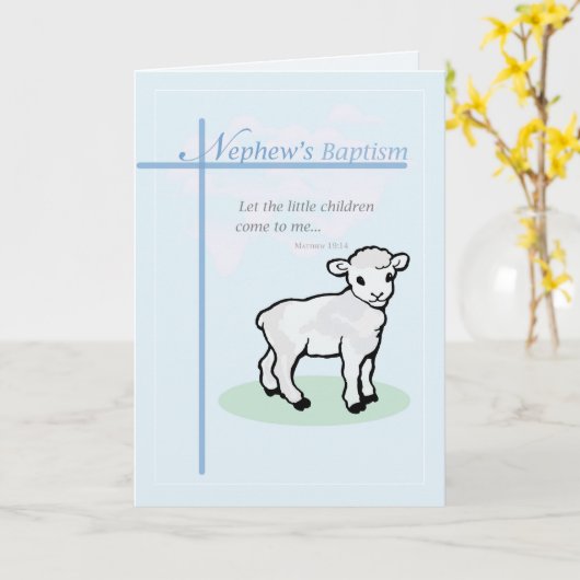 Doop Blauw neefje Lamb Kaart (Gele Bloem)