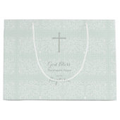 Doop Blauw Opaal Delicaat Bloemen Kant Groot Cadeauzakje (Voorkant)