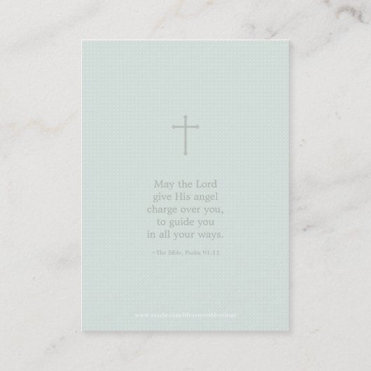 Doop Blauw Opaal Delicaat Bloemen Kant Visitekaartje (Achterkant)