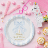Doop Blauw Strik Baby Jongen Papieren Bordje (Feest)