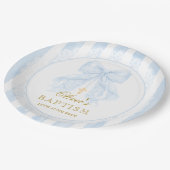 Doop Blauw Strik Baby Jongen Papieren Bordje (Gekanteld)