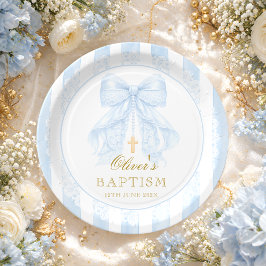 Doop Blauw Strik Baby Jongen Papieren Bordje