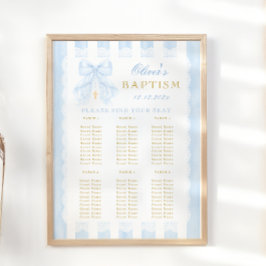 Doop Blauw Strik Baby Jongen  Zitplaatskaart Poster