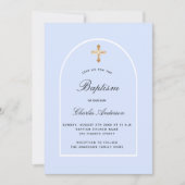 Doop blauw witte babyjongen boog kaart (Voorkant)