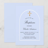 Doop blauw witte babyjongen boog kaart (Voorkant / Achterkant)