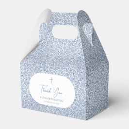 Doop Blauw Witte Patroon Schrift Jongen Doopplecht Bedankdoosjes