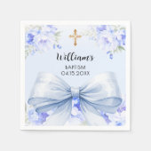 Doop blauwe boog jongen bloemen servet (Voorkant)