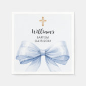 Doop blauwe boog jongen gouden kruis servet (Voorkant)