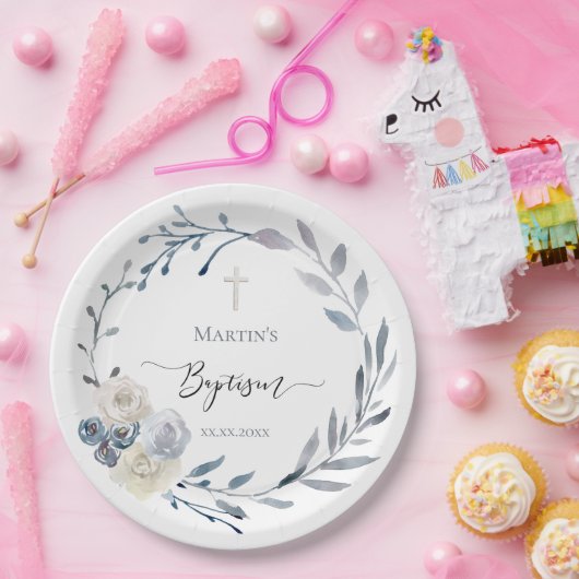 Doop blauwe krans Papier Bord (Feest)