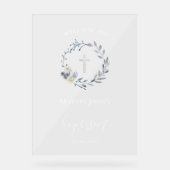 Doop blauwe krans welkomstbord acryl bord (Voorkant)