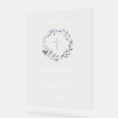 Doop blauwe krans welkomstbord acryl bord (Hoek)