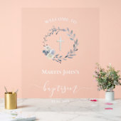 Doop blauwe krans welkomstbord acryl bord (Huwelijk)