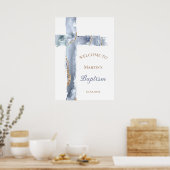 Doop | blauwe kruis welkomstbord poster (Keuken)