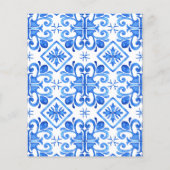 Doop Blauwe Tegels Bougainvillea budget uitnodigin (Achterkant)