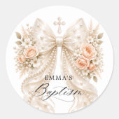 Doop Bloem Parel Boog Ronde Sticker (Voorkant)