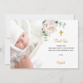 Doop bloem wit goud foto dankkaart kaart (Voorkant)