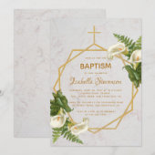 Doop Bloemen Goud Marmer Calla Lilies Geometrisch Kaart (Voorkant / Achterkant)