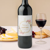 Doop Bloemen Goud Roze Wit Orchideeën Marmer Wijn Etiket