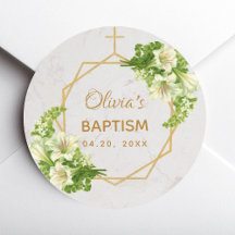 Doop Bloemen Goud Witte Lelies Marmer Geometrisch