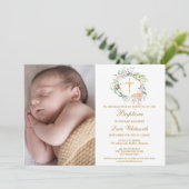 Doop Bloemenkrans Foto Kaart (Staand voorkant)