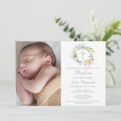 Doop Bloemenkrans Foto Kaart (Staand voorkant)