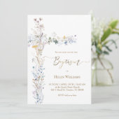 Doop bloemenkruis kaart (Staand voorkant)