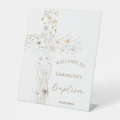 Doop bloemenkruis welkomstbord reclamebord met voetstuk (Voorkant)