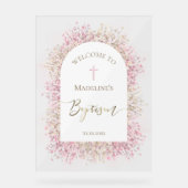 Doop bloemenwelkom acryl bord (Voorkant)