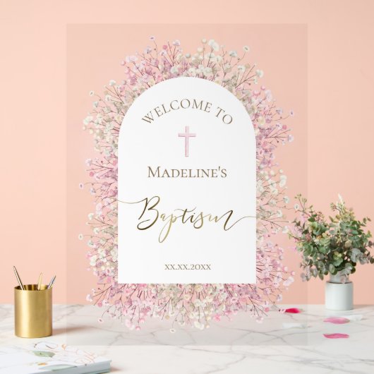 Doop bloemenwelkom acryl bord (Huwelijk)