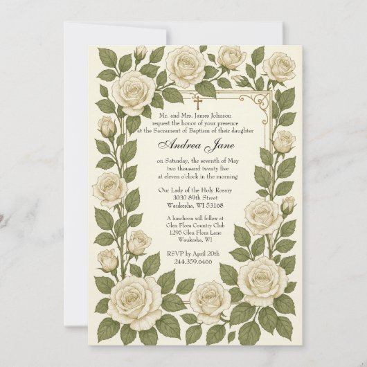 Doop Bloemrijk Jezus Gezegende Moeder Rozen Kaart (Voorkant)