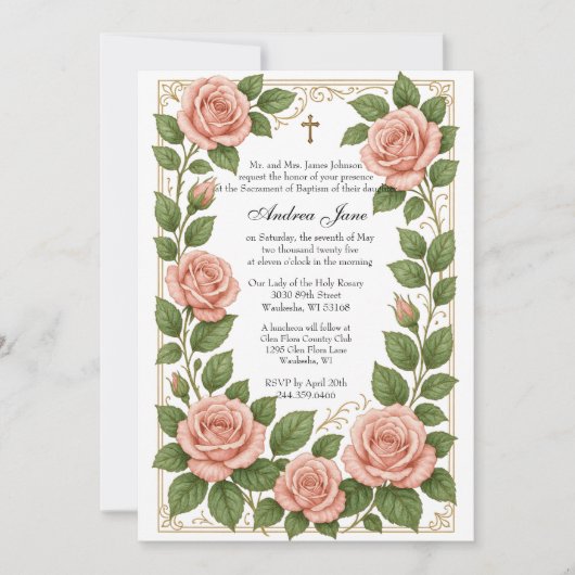 Doop Bloemrijk Jezus Gezegende Moeder Rozen Kaart (Voorkant)