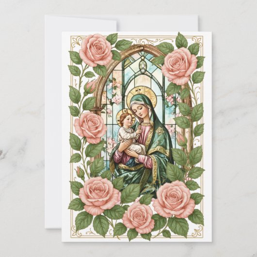 Doop Bloemrijk Jezus Gezegende Moeder Rozen Kaart (Achterkant)