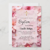 Doop blozen roze bloemen baby meisje kaart (Voorkant)