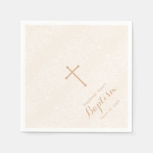 Doop Blush Pink Delicate Bloemen Kant Servetten (Voorkant)