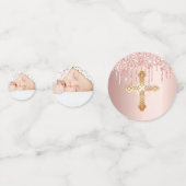 Doop blush roos goud druppels foto meisje confetti (Achterkanten)