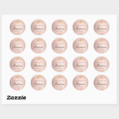 Doop blush roos gouden naam meisje ronde sticker (Vel)