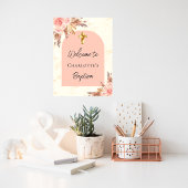 Doop blush roos gouden pampas grass boog welkom poster