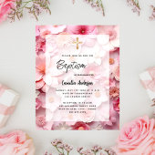 Doop blush roze bloemen meisje budget uitnodiging